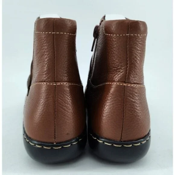 Clarks Women's Size 6.5 M Ashland Dark Tan Leather Pine Boots - Picture 5 of 13